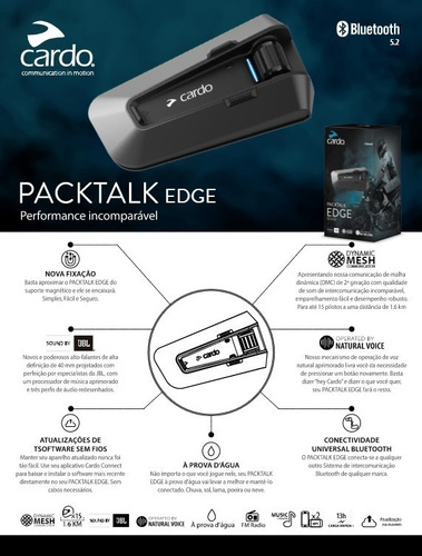Intercomunicador Moto Cardo Packtalk Edge Jbl + Bone