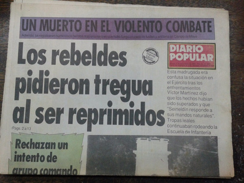 Imagen 1 de 3 de Diario Popular * 3 De Diciembre 1988 *