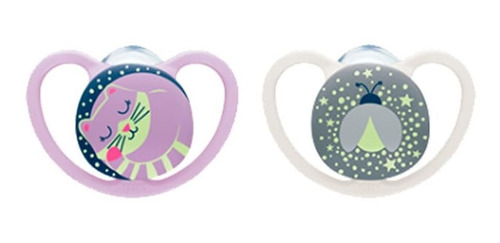 Imagen 3 de 9 de Set 2 Chupetes Bebe Space Night Nuk 6-18m Nocturno Luminoso
