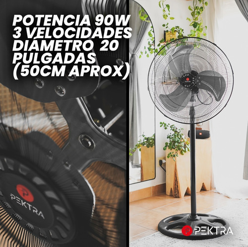 Imagen 5 de 9 de Ventilador 3 En 1 Pektra 20p 3 Aspas Metalico Pie Pared Piso
