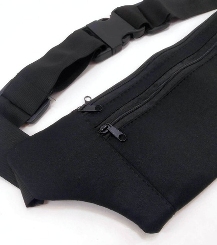 Imagen 6 de 9 de Riñonera Neoprene 3 Cierres Negra 11 X 22 Cm Running Bike