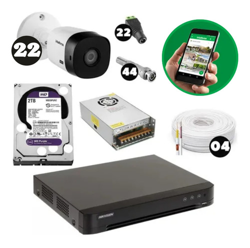 Kit Cftv 22 Câmeras Dvr 32 Canais Hd 02 Tb Purple