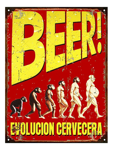 Cartel De Chapa Vintage Retro Evolucion Cervecera L320