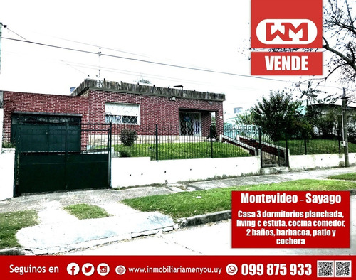 Venta Casa Sayago Montevideo 3 Dormitorios 2 Baños Cochera De Planchada Inmobiliaria Menyou 