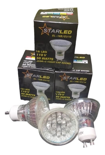 Bombillo Dicroico 18 Led Blanco 50w Gu-10 Starled (pack X 2)