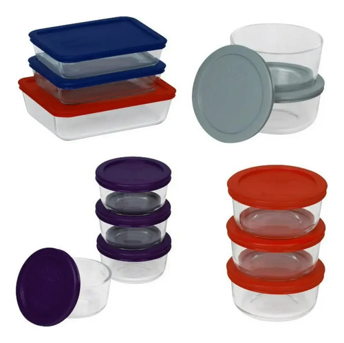 Juego De Recipientes De Cristal Pyrex Simply Store 24 Pzas.