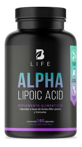 Ácido Alfa Lipoico D 180 Cápsulas, Alpha Lipoic Acid. B Life