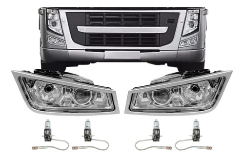 Par Farol Auxiliar Volvo Fh13 Com Moldura