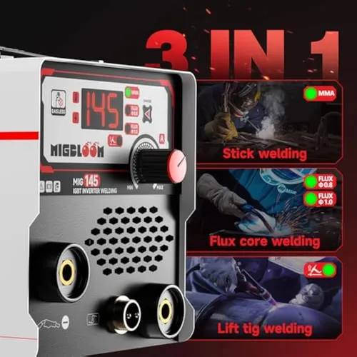 Soldadora Mig Flux Core 110 V - 145 A 3 En 1 Sin Gas