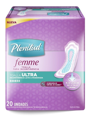 Toalla Plenitud Ultra Femme 6 Pqt X 20 Unidades 