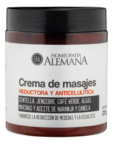  Crema De Masajes Reductora Y Anticelulítica Fragancia Sin olor