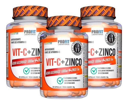 Vitamina C 1000mg + Zinc - Profit Pack 180 Cápsulas