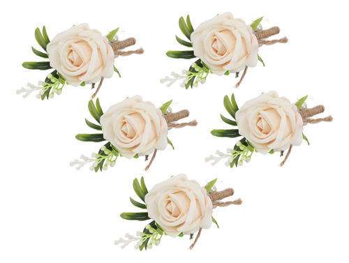 Boutonniere Con Forma De Rosa Para Boda, 5 Unidades, De Plás