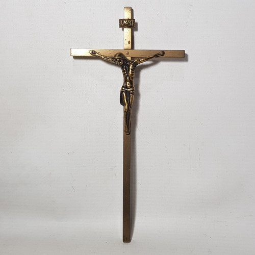 Imagen 1 de 8 de Antiguo Crucifijo De Bronce Y Alpaca Mag 59433