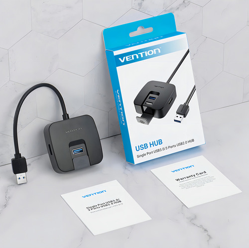 Hub USB 3.0 Vention 4 en 1 Multipuerto USB a 3 puertos USB 2.0 + 1 USB 3.0 5gbps 0.5M Multiplicador / Teclado / Disco rigido / Mouse / Pendrive / Impresora / PC Macbook Tablet CHABD
