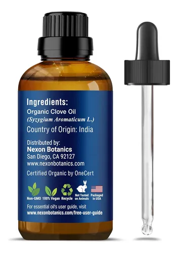 Aceite Clavo Orgánico 30ml Alivia Dolor Dientes Músculos Pie
