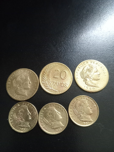 Monedas De 10 Y 20 Centavos Años 1945 Y 1950