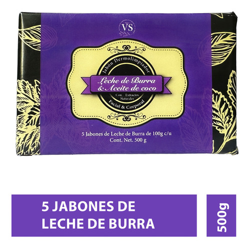 5 Pz Jabón Leche De Burra, Aceite D Coco 100g C/u aclarante