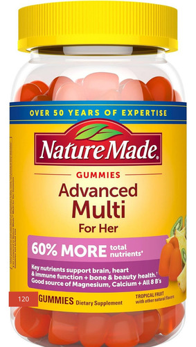 Nature Made Advanced Multi For Her Con 120 Gomitas Sabor Frutas Tropicales