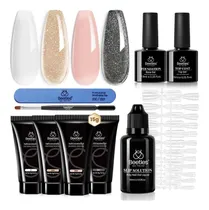 Comprar Kit De Gel De Unhas Poli Poli-poli-ouro Branco Glitter Nude 