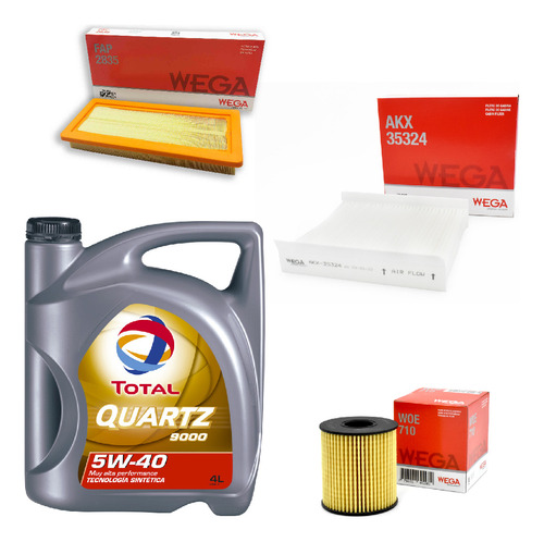 Kit 3 Filtros + 4l Aceite Total 5w40 Fiat Qubo Wega