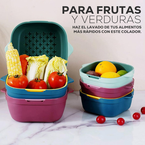 Escurridor Colador Doble Plástico Frutas Y Verduras