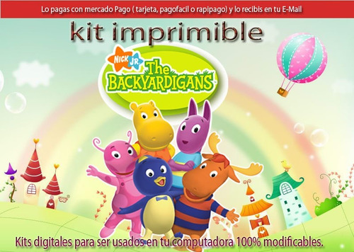 Mega Kit Imprimible Candy Bar Backyardigans Cotillon Tarjeta