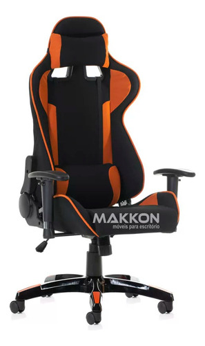  Cadeira Gamer Preta Com Laranja Mk-2040 - Makkon