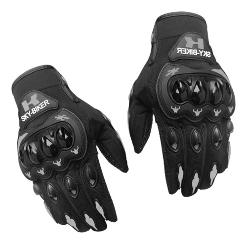 5 Guantes Para Moto O Bicicleta Dedo Completo Negro-gris