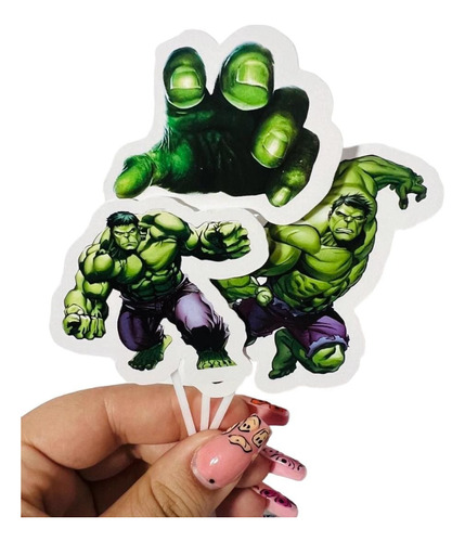 Topper Para Cupcackes Personalizados X 12 Hulk
