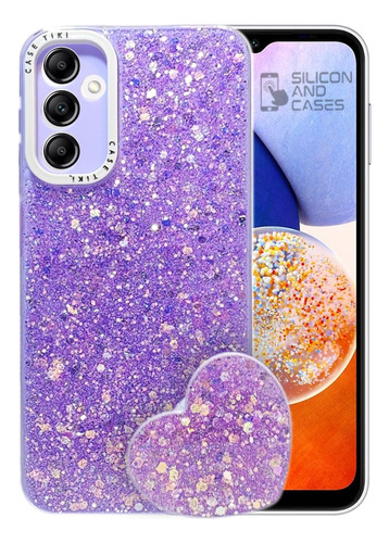 Carcasa Para Samsung A54 Glitter Incluye Pop Socket