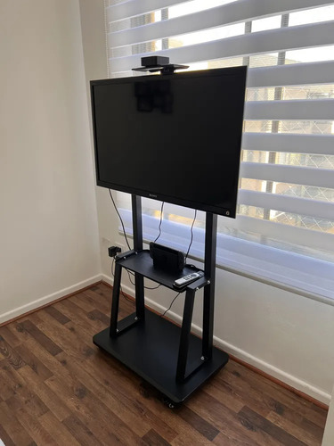 Soporte Madera Tv Movil Con Ruedas 32 A 70 Base Pedestal