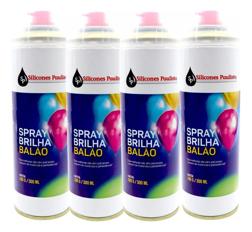 Brilha Balão Spray Bexiga Festa Buffet 300ml Decoração 4 Un