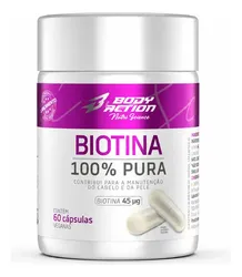 Biotina Bodyaction Cápsula Sem Sabor 60 Unidades Natural / Sem Sabor - Foto oficial e menor preço