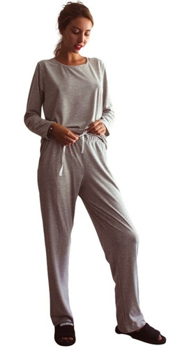 Imagen 2 de 6 de Pijama Anna Jelue Dama Invierno Pantalon Y Remera Morley