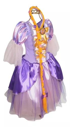 Fantasia Infantil Vestido Princesa Sofia Rapunzel Par Luvas e