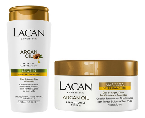 Kit Lacan Argan Oil Leave-in Hidratante 300ml + Máscara 300g