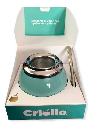 Imagen 2 de 5 de Mate Criollo De Ceramica Cimarron Bombilla En Caja 4 Colores