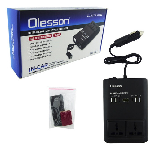 Inversor De Voltaje 12-220 Volt 150 Watt 4usb + 2 Type C