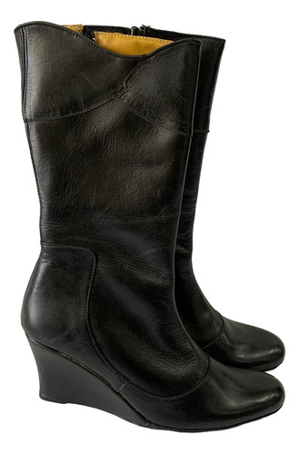 Botas Largas Con Taco Chino Cuero Legítimo