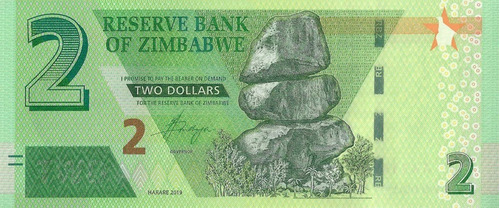 Zimbabwe 2 Dolares 2019 Sin Circular