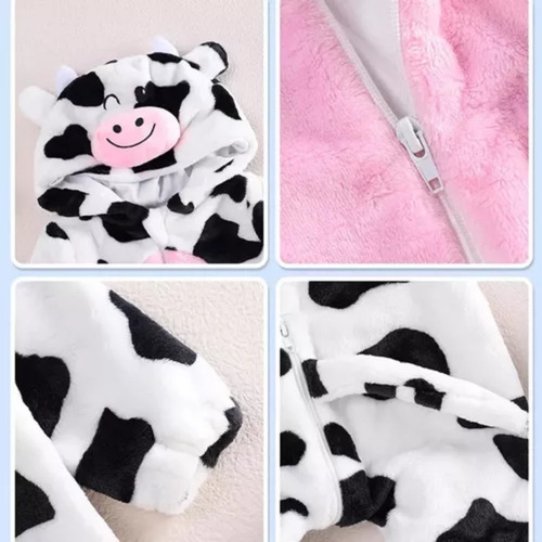 Pijama Mono Capucha Mameluco Bebé Patrón Vacas Cosplay Niña