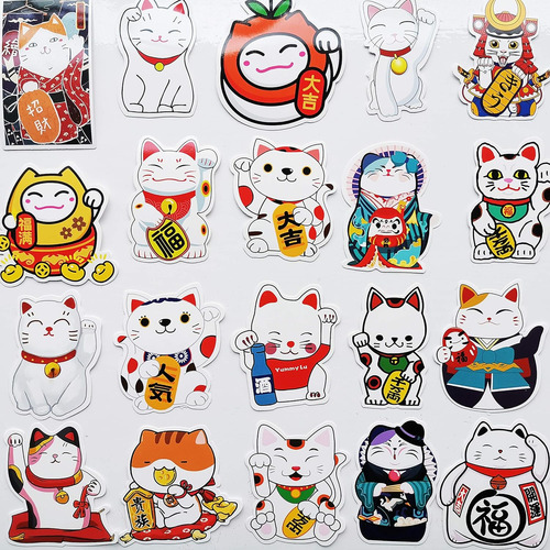 49pcs Maneki Pegatinas Gato De Suerte Calcomanías Lind...