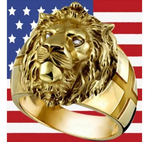 2025 Anillo De Hombre Con Cabeza De León Chapado En Oro