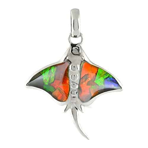 Dije Ammolita Natural De Mantarraya En Plata De Ley