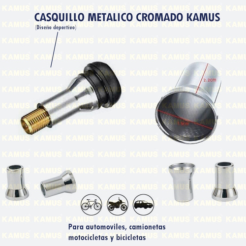 100p Jgo Tapon Y Casquillo Metalico Cromado P Válvula Llanta
