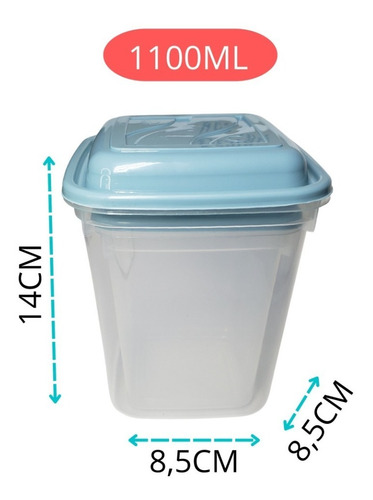 Imagem 4 de 7 de Potes Para Mantimentos Kit 3 Peças Transparente Com Tampa Nf