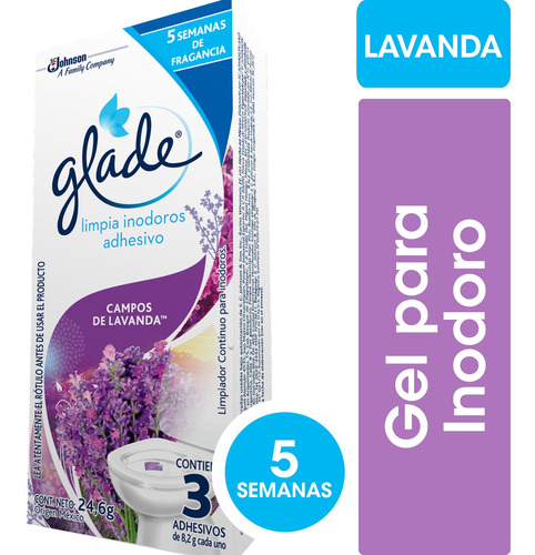 Imagen 2 de 3 de Gel Adhesivo Para Inodoro Glade Lavanda X 3u