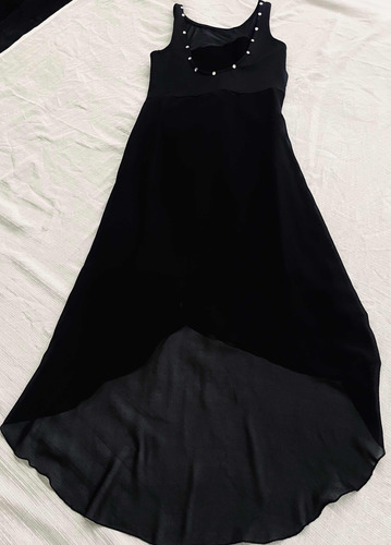 Hermoso Vestido Negro Al Cuerpo Con Sobrefalda En Gasa (s)