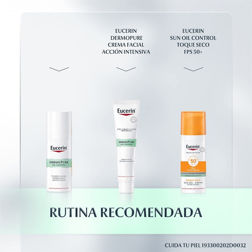 Imagen 7 de 7 de Fluido Facial Hidratante Matificante Eucerin Dermopure 50ml